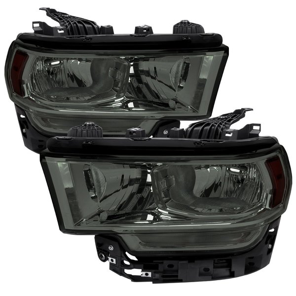 Spec-D Tuning 2500 3500 OE HALOGEN HEADLIGHTS WITH CHROME HOUSING SMOKED LENS, 2PK 2LH-RAM1925G-RS